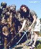 Pavla Nesporova washing the Memorial of child victims of the war.